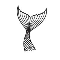 A detailed black silhouette illustration depicting a mermaid tail design with elegant lines and a seamless scaly lower portion vector