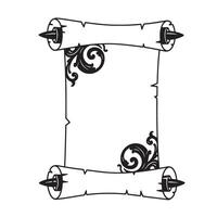 Elegant vintage art silhouette of a scroll with decorative swirls and detailed elements vector