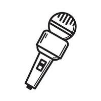 A simple black and white microphone silhouette in format representing voice recording sound communication and broadcasting media vector