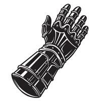 Vintage silhouette of a detailed black and white medieval armor gauntlet for design vector