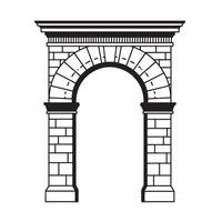 Architectural archway in a vintage art silhouette style with brick pillars vector
