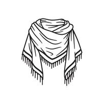 Elegant hand drawn black and white vintage art silhouette of a shawl vector