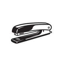 A bold black and white illustration of a stapler against a clean white background vector