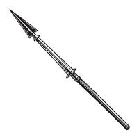 Classic illustration of a detailed spear depicting ancient weapons in vintage art silhouette style on white background vector