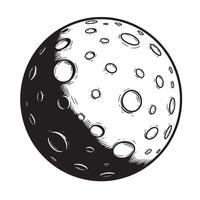 Vintage art silhouette of the moon depicting craters in a retro black and white style vector