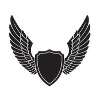 Elegant silhouette of shield with wings vintage art design element symbol vector