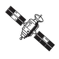 Simple illustration of a satellite in vintage art silhouette style for educational and technological concepts vector