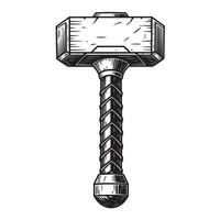 Vintage art silhouette of a powerful mjolnir hammer from norse mythology isolated vector