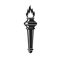 Classic vintage art silhouette of a torch with flames burning brightly isolated vector