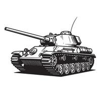 Vintage military tank illustration black and white vehicle combat vector