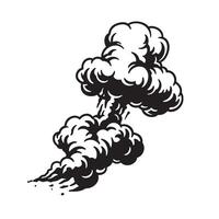 Vintage art silhouette of a dramatic explosion cloud rising from a bomb blast vector