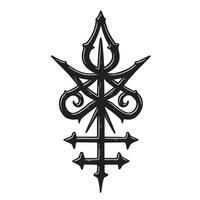 Intricate vintage art silhouette of an occult symbol featuring sharp spiked elements vector