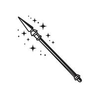 Elegant vintage silhouette illustration of a magical spear with sparkling celestial accents vector