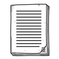 Stack of paper with lined pages in a hand drawn vintage art style vector