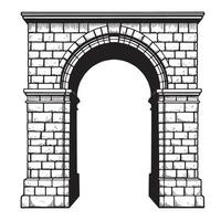 Elegant vintage art silhouette of a classic stone archway architecture design vector