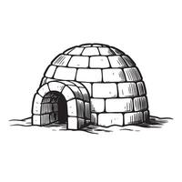 Hand drawn igloo illustration featuring a classic winter dwelling for arctic adventures and exploration vector