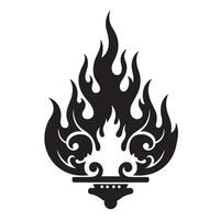 Elegant vintage art silhouette of black fire flames with ornate decorative details vector
