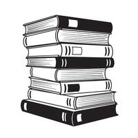 A striking monochrome silhouette stack of books illustrating education literature knowledge learning and the academic world vector