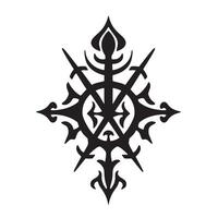 Intricate vintage art silhouette with floral and sword elements on a white background vector