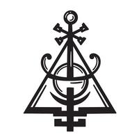 Decorative vintage art silhouette of a symbolic occultist design element for graphic applications vector