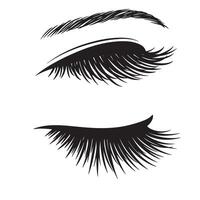 Elegant eyelashes and eyebrow vintage art silhouette illustration on white background vector