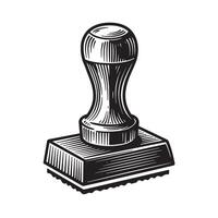 Classic hand drawn vintage art illustration of a rubber stamp for official documentation vector