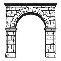 Detailed vintage art silhouette of a classical roman archway isolated on white background vector