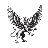 Majestic vintage art silhouette of a mythical griffin symbolizing strength power courage and nobility ready for creative projects vector