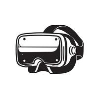 Vintage art silhouette vr headset for virtual reality augmented experiences virtual reality headset vr goggles vector