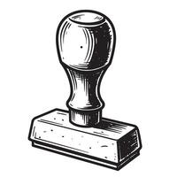 Hand drawn illustration of a detailed ink stamp with a vintage style and black ink strokes vector