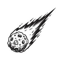 Vintage art silhouette of a dramatic meteor showering across the black sky a classic representation of space and celestial events vector