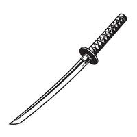 A classic and detailed silhouette of a traditional japanese katana sword with historical design and vintage art. vector