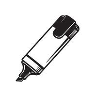Artistic black and white illustration of a classic highlighter pen in vintage art style vector