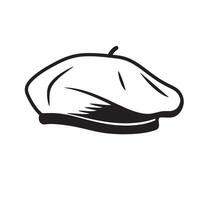 Black and white illustration of a classic beret hat ideal for vintage art design vector