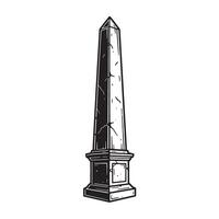 Elegant illustration of a vintage art silhouette obelisk architecture monument in monochrome vector