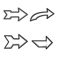 Collection of directional arrows in different styles a vintage art silhouette on white background for design projects vector