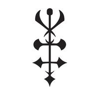 Intricate vintage art silhouette of a mystical symbol in black color on white background vector