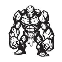 A bold and striking silhouette of a powerful stone golem with a menacing gaze and intimidating posture ready for any battle. vector