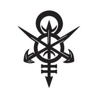 Abstract graphic illustration featuring a stylized symbol in a clean monochrome aesthetic vector