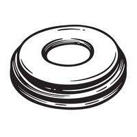 Hand drawn illustration of a stacked o-ring gasket with ink texture silhouette vector