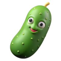 Smiling 3d cartoon cucumber. png