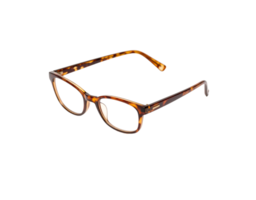 Tortoise Shell Eyeglasses with Rounded Frames and Brown Lenses. png