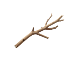 Light Brown Dried Tree Branch with Irregular Texture and Threepronged End. png