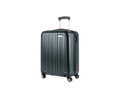 Dark Green CarryOn Suitcase with Textured Shell and Retractable Handle. png