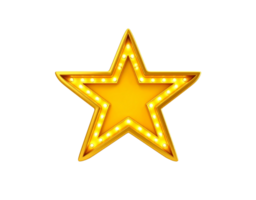 Golden StarShaped Marquee Sign with Illuminated Bulbs. png