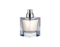 Elegant Square Glass Perfume Bottle with Silver Sprayer. png