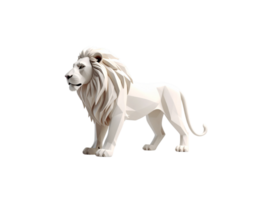 Lowpoly White Lion Majestic Pose Detailed Mane 3D Render. png