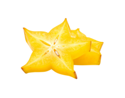 Juicy Yellow Starfruit Slices Closeup View Translucent Texture FivePointed Star Shape. png