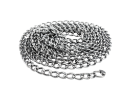 Coiled Silver Curb Chain with Polished Links and Clasp. png