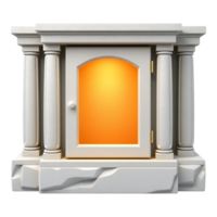 3D Render of an Ornate White Display Cabinet with Columns and Arched Door png